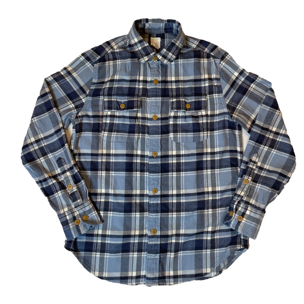 Crewcuts blue plaid flannel long-sleeve button-up shirt, size 12